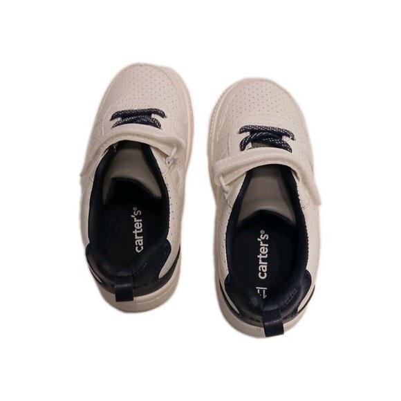 Toddler‎ Boys White Sneakers with Black Detail Lace-Up Hook Loop Closure - Picture 4 of 8